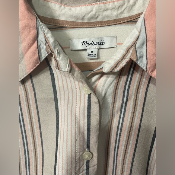 Madewell Courier Aldwin Striped Button Shirt Top,Color: Cream/Pink,Size:M - Picture 4 of 7